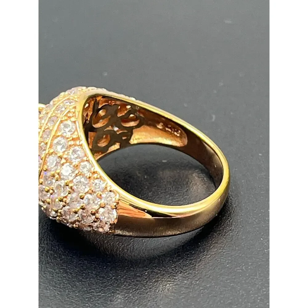 Vietnam 925 Rose Gold Plated 1.25 ct Blue Topaz CZ Cocktail Ring Sz‎ 7.75 - 7.8g